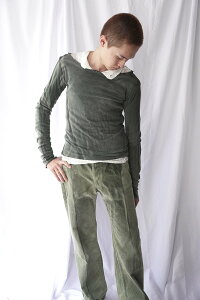 �y�����Y�V�i�zEDWARD CUMING (�G�h���[�h�E�J�~���O) MOSS FOG BANANA TOP ���i���߃{�[�g�l�b�N�J�b�g�\�[ WASHED DARK GREEN [NEW]