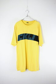 【中古】 CALVIN KLEIN JEANS (カルバンクライン ジーンズ) MADE IN USA 90'S LOGO PRINT TEE SHIRT USA製 90年代 プリント Tシャツ YELLOW [SIZE: L USED]