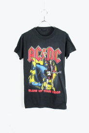 【中古】 NO BRAND (ノーブランド) MADE IN USA 88'S ACDC BLOW UP YOUR VIDEO TOUR TEE SHIRT USA製 88年代 バンド Tシャツ BLACK [SIZE: S相当 USED]