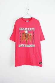 【中古】 HANES (ヘインズ) MADE IN USA 90'S HARLEY DAVIDSON SEACOAST TEE SHIRT USA製 90年代 ハーレーダヴィッドソン Tシャツ PINK [SIZE: XL USED]