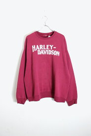 【中古】NO BRAND (ノーブランド) 90'S HERLEY DAVIDSON LOGO SWEATSHIRT 90年代 ハーレーダビッドソン ロゴ スウェットシャツ WINE RED [SIZE:L相当 USED]