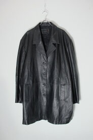 【中古】AVENUE (アベニュー) LEATHER MIDDLE COAT レザー ミドル コート BLACK [SIZE: XL相当 USED]