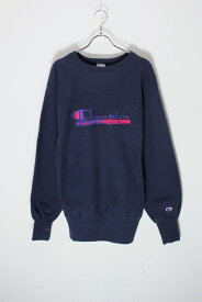 【中古】CHAMPION (チャンピオン) MADE IN USA 90'S EMBROIDERY REVERSE WEAVE SWEATSHIRT USA製 90年代 エンブロイダリー リバースウィーブ スウェットシャツ NAVY/PURPLE [SIZE: L USED]