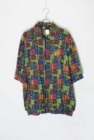 【中古】HANG TEN (ハング テン) 90'S S/S AFRICAN PATTERN ZIP SHIRT 90年代 半袖 アフリカン パターン シャツ MULTI [SIZE: L USED]