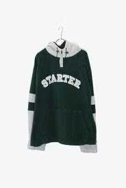 【中古】STARTER ( スターター ) 90'S SWITCHING COLOR HALF-ZIP FLEECE JACKET HOODIE 90年代 スイッチング カラー ハーフ ジップ フリース ジャケット フーディー GREEN / GRAY [SIZE: L USED]