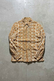 【中古】NO BRAND 70'S L/S EMBROIDERY DESIGN SHIRT 70年代 長袖 刺繍 デザイン シャツ BROWN [SIZE: M USED]