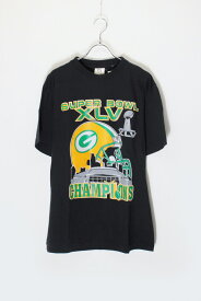 【中古】HIS (ヒス) MADE IN USA 90'S NFL GREEN BAY PACKERS SUPER BOWL CHAMPIONS T-SHIRT USA製 90年代 エヌエフエル グリーンベイパッカーズ スーパーボウル チャンピオンズ Tシャツ BLACK [SIZE: L USED]