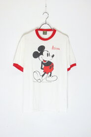 【中古】JERZEES (ジャージーズ) MADE IN USA 70'S S/S MICKEY PRINT CHARACTER RINGER T-SHIRT 70年代 半袖 ミッキー プリント キャラクター リンガー Tシャツ WHITE / RED [SIZE: XL USED]