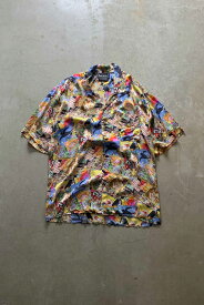 【中古】NICOLE MILLER (ニコール ミラー) 90'S S/S OPEN COLLAR DESIGN ART SHIRT 90年代 半袖 オープン カラー デザイン シャツ MULTI [SIZE: XL USED]