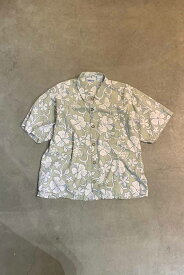 【中古】BILLABONG (ビラボン) MADE IN USA 90'S S/S FLOWER DESIGN COTTON SHIRT USA製 90年代 半袖 フラワー デザイン コットン シャツ LIGHT KHAKI [SIZE: L USED]