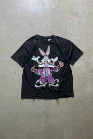 【中古】NO BRAND 94'S S/S BUGS BUNNY & TASMANIAN DEVIL PRINT CHARACTER T-SHIRT 94年 半袖 バッグス バニー タスマニアン デビル プリント キャラクター ティーシャツ BLACK [SIZE: XL USED]