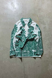 【中古】NO BRAND 70'S HALF ZIP DESIGN SHIRT JACKET 70年代 ハーフ ジップ デザイン シャツ WHITE / GREEN [SIZE: L USED]