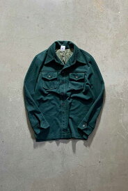 【中古】NO BRAND 70'S STITCH DESIGN OPEN COLLAR SHIRT JACKET 70年代 ステッチ デザイン オープン カラー シャツ ジャケット GREEN [SIZE: L USED]