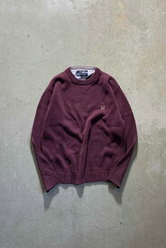 【中古】TOMMY HILFIGER (トミー ヒルフィガー) COTTON KNIT SWEATER コットン ニット セーター WINE [SIZE: L USED]