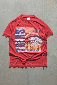 【中古】TRENCH MADE IN USA 90'S 76ERS PRINT T-SHIRT USA製 90年代 プリント Tシャツ RED [SIZE: L USED]