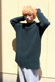 【SALE】CASEY CASEY（ケイシーケイシー）CREW NECK OPEN RIB SWEATER-WOOLY オーバーサイズニット GREEN [NEW]