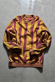 【中古】SUPREME (シュプリーム) 20AW TEXTURED STRIPE CREWNECK COTTON KNIT SWEATER 20年AW テクスチャー ストライプ クルーネック コットン ニット セーター YELLOW [SIZE: L USED]