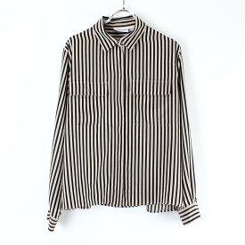 【WOMENS】【中古】(KA) ALFRED DUNNER(アルフレッドダナー) 90'S L/S ストライプ SHIRT 90年代 長袖 ストライプ シャツ BEIGE/BLACK [SIZE: 14 USED]