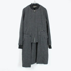 【中古】【送料無料】(KA) COMME DE GARCONS (コムデギャルソン) MADE IN JAPAN 90'S DOCKING WOOL ZIP COAT 日本製 90年代 ドッキング ウール ジップコート CHARCOAL [SIZE: S USED]