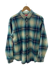 【中古】Supreme◆SHADOW PLAID FLANNEL ZIP UP SHIRT/長袖シャツ/M/コットン/ブルー/チェック【メンズウェア】