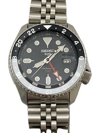 【中古】SEIKO◆セイコー/自動巻腕時計/アナログ/ステンレス/ブラック/シルバー/SS/4R34-00A0【服飾雑貨他】