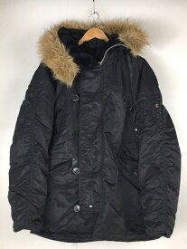 【中古】ALPHA INDUSTRIES◆モッズコート/S/ナイロン/BLK【メンズウェア】