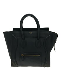 【中古】CELINE◆ラゲージミニショッパー トートバッグ/レザー/ネイビー【バッグ】