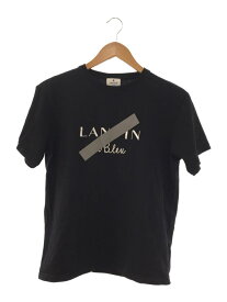 【中古】LANVIN en Bleu◆Tシャツ/46/コットン/BLK/プリント【メンズウェア】