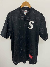 【中古】Supreme◆S Logo Baseball Henley/ベースボールシャツ/BLK【メンズウェア】