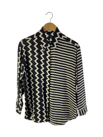【中古】STELLAMcCARTNEY◆Chevron & Stripes Printed Silk Moire Shirt/34/シルク/WHT/ストライプ【レディースウェア】