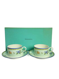 【中古】TIFFANY&Co.◆グラス/モーニング・グローリー/2点セット/BLU【キッチン用品】