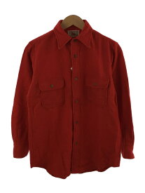 【中古】EDWIN◆長袖シャツ/--/ウール/RED/無地【メンズウェア】