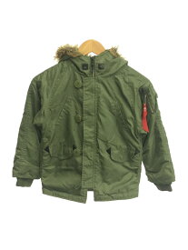 【中古】ALPHA INDUSTRIES◆ジャケット/130cm/ナイロン/KHK/無地【キッズ】