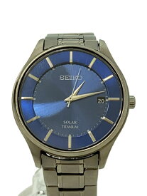 【中古】SEIKO◆ソーラー腕時計/アナログ/ステンレス/BLU/SLV/V157-0BX0【服飾雑貨他】