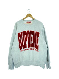 【中古】Supreme◆CITIES ARC CREWNECK/スウェット/L/コットン/GRY/ライトグレー/裏起毛【メンズウェア】