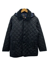 【中古】LAVENHAM◆DENSTON/フーデッドキルティングコート/キルティングジャケット/38/ブラック/黒/使用感有【メンズウェア】