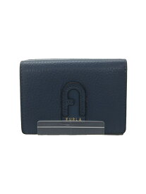 【中古】FURLA◆3つ折り財布/レザー/BLU/無地/レディース【服飾雑貨他】