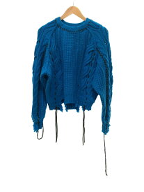 【中古】MAISON SPECIAL◆Hand Stitch Popcorn Cable Knit/セーター(厚手)/FREE/ナイロン/BLU//【レディースウェア】