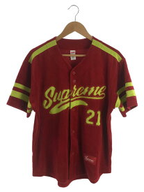 【中古】Supreme◆20AW/Velour Baseball Jersey/S/ベロア/RED/無地//【メンズウェア】
