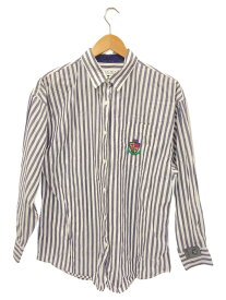 【中古】IZOD◆長袖シャツ/L/コットン/WHT/ストライプ【メンズウェア】