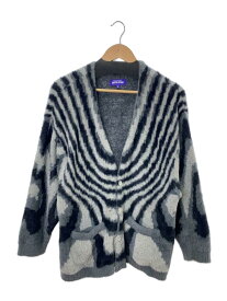 【中古】Fucking Awesome◆ACID HAIRY CARDIGAN/ジャガードカーディガン(厚手)/M/ナイロン/GRY/総柄【メンズウェア】