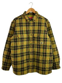 【中古】Supreme◆21AW/quilted plaid flannel shirt/L/ナイロン/YLW/イエロー/チェック【メンズウェア】