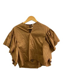 【中古】EFFE BEAMS◆フラワーカフスブラウス/半袖ブラウス/38/ポリエステル/ブラウン/64-01-0143-472【レディースウェア】