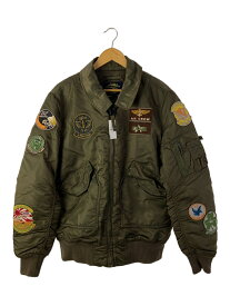 【中古】ALPHA INDUSTRIES◆フライトジャケット/M/ファー/KHK/リブにヤケ有【メンズウェア】