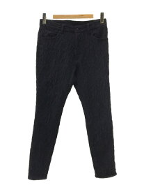 【中古】Needles◆SKINNY PANT N/PE/PU WRINKLE JQ/スキニーパンツ/S/ナイロン/ブラック/総柄【メンズウェア】