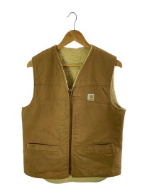 【中古】Carhartt◆ダック地ベスト/ワークベスト/M/裏ボア/コットン/キャメル【メンズウェア】