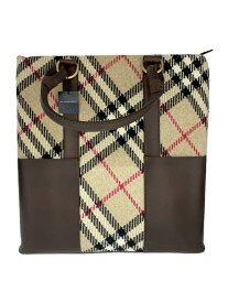 【中古】BURBERRY◆トートバッグ/ウール/BEG/チェック【バッグ】