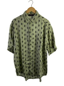 【中古】roundtree &amp; yorke/半袖シャツ/XL/シルク/GRN/総柄/第二ボタン欠損【メンズウェア】