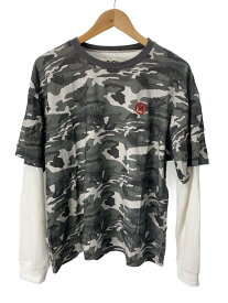 【中古】9090◆長袖Tシャツ/XL/コットン/マルチカラー/カモフラ【メンズウェア】