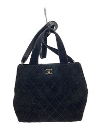 【中古】CHANEL◆マトラッセ/スウェードバッグ/ハンドバッグ/スウェード/BLK/無地【バッグ】